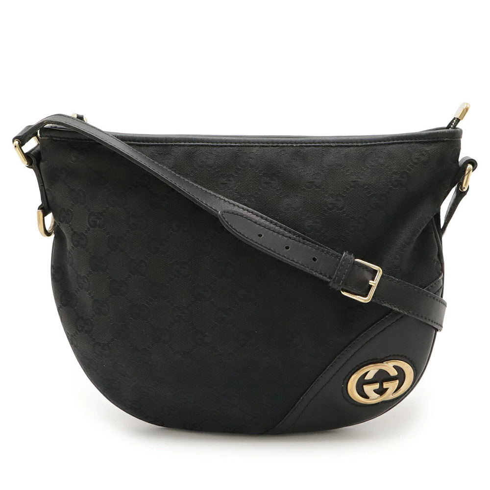 Gucci GG Canvas Crossbody Bag Leather Black